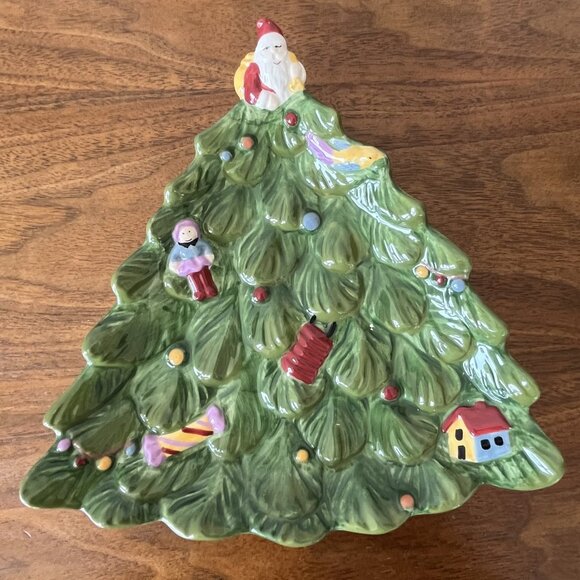 Spode Christmas Tree Canape Candy Dish 7" Whimsical Tray Tree-Shaped Holiday - Picture 1 of 6